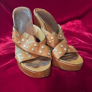Michael Kors Tan Studded Platform Sandals